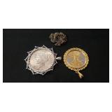 (2) U.S. Coin Pendants (1923 Peace Silver One
