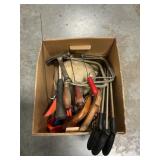 Box Lot With Hand Saws, Hammers,