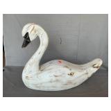 Signed Carved Wooden Swan