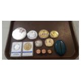 Tray Of Assorted Commemorative Coins, Medallions