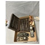 Antique Auger Bit Set In Wooden Box, Planes