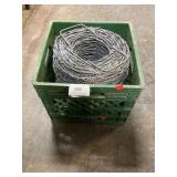 Milk Crate With Spool Of Barbed Wire