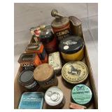 Assorted Vintage Product Tins, Bottle
