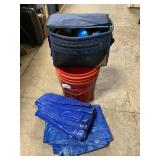 Bucket With 2 Tarps, In Gear Bag With Spotlight