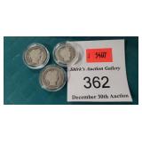 (3) Silver Mercury Dimes