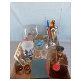 Lot With Glasses, Swizzle Sticks, Barware