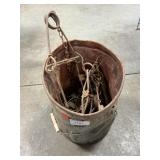 Bucket With Vintage Animal Traps