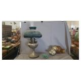 (1) Vintage Oil Lamp (21" Tall), (1) Electric