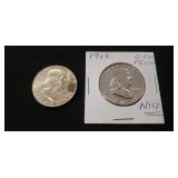 (2) Silver Franklin Half Dollar Coins (1949 &