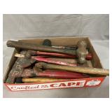 Lot F Assorted Hammers, Hatchet