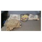 Tray Of Assorted Vintage Doilies, Baby Bibs &