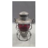 (1) Vintage GC&SJ RR Lantern w/ Red Glass Globe