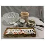 Embossed Rose Bowl, Crock, Mini Molds, Pewter