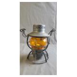 (1) Vintage Railroad Lantern w/ Amber Glass Globe