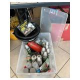 Tote With Assorted Auto Maintenance Supplies