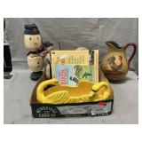 Lot With Swan Planter, Home Decor, Books