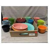 Lot Of Fiesta Mugs, Saucers, Bowls,