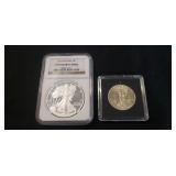 (1) 2015 Silver Eagle One Dollar Coin & (1) 1945
