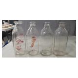 (4) Glass Milk Bottles (Valley View, Meadow