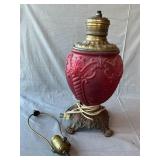 Victorian Red Satin Glass Lamp Base