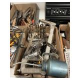 Lot With Drill Bits, Oiler, Stapler, Saw,