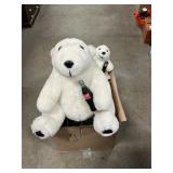 Box Lot With Coca-Cola Bottles, Plush Polar Bears