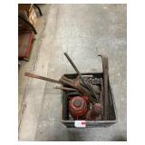 Milk Crate With Jacks, Pry Bars