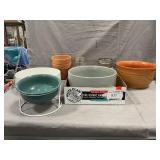Lot Of Planters, Pet Food Bowl, Mason Jars