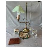 Brass Student Lamp, Candleholders, Trinket Box