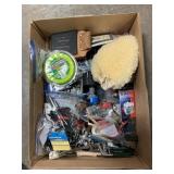 Box Lot Of Hardware, Tools, Garage Items