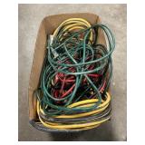 Box Lot Of Extension Cords, Jumper Cables