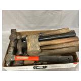 Lot Of Assorted Hammers, Mallet, Pipe Wrench