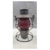(1) Vintage Railroad Lantern w/ Red Glass Globe