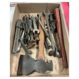 Lot Of Vintage Wrenches, Clamps, Hatchet