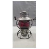 (1) Vintage Railroad Lantern w/ Red Glass Globe