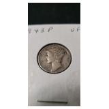 (1) 1943-P Silver Mercury Dime
