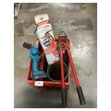 Milk Crate With Cordless Mini Chainsaw, Bolt