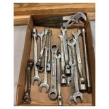 Tray Lot Of Assorted Craftsman Wrenches, Wood