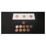 (9) Assorted Vintage Indian Head One Cent Coins,