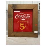 Retro Coca-Cola Wood Framed Glass Sign