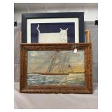 Painting On Board, (2) Framed Prints
