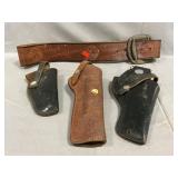 Vintage Belt & (3) Holsters