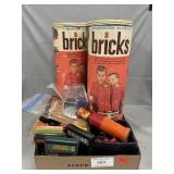 Lot With Plastic Bricks, Dominoes, Handheld Games