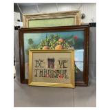 (2) Still Life Prints, Cross Stitch Wall Art