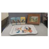 Vintage 1961 Walt Disney Metal Tray, Vintage Box