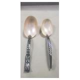 (2) Vintage Mother Of Pearl & Horn Serving Spoons