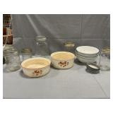 Vintage China Bowls, Contemporary Mason Jars