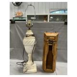 Alabaster Lamp Base, Bamboo Bottle Display Box