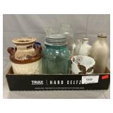 Tray Lot Of Assorted Glassware, Pottery