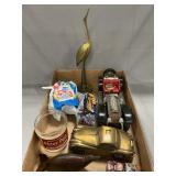 Automobile Radio & Bank, Brass Heron, Wooden Seal